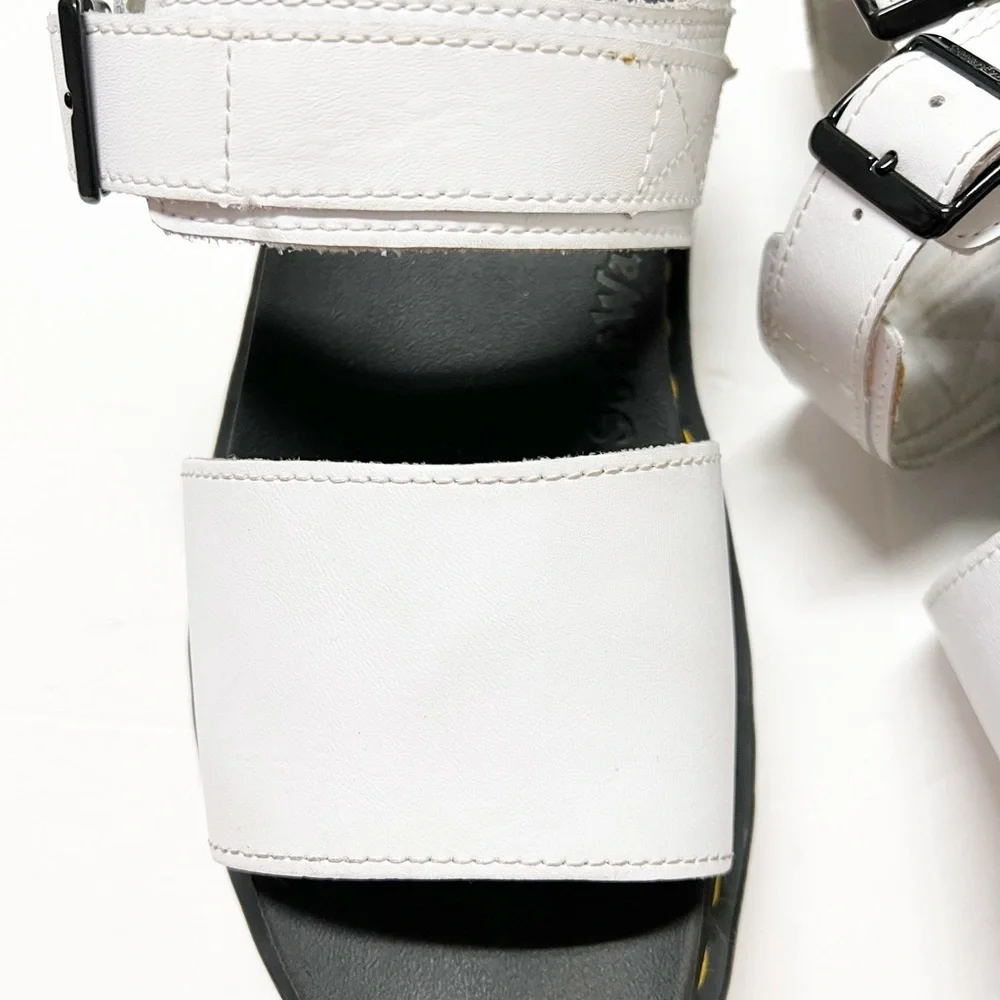 Dr Martens Womens White Voss Leather Strap Platform Sandal Size US 8